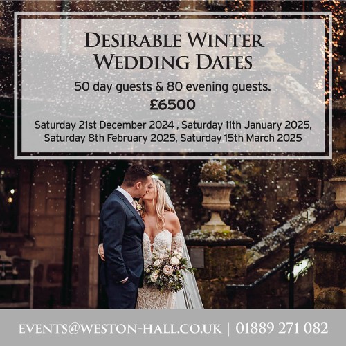 Weston Hall Desirable Winter Wedding Dates